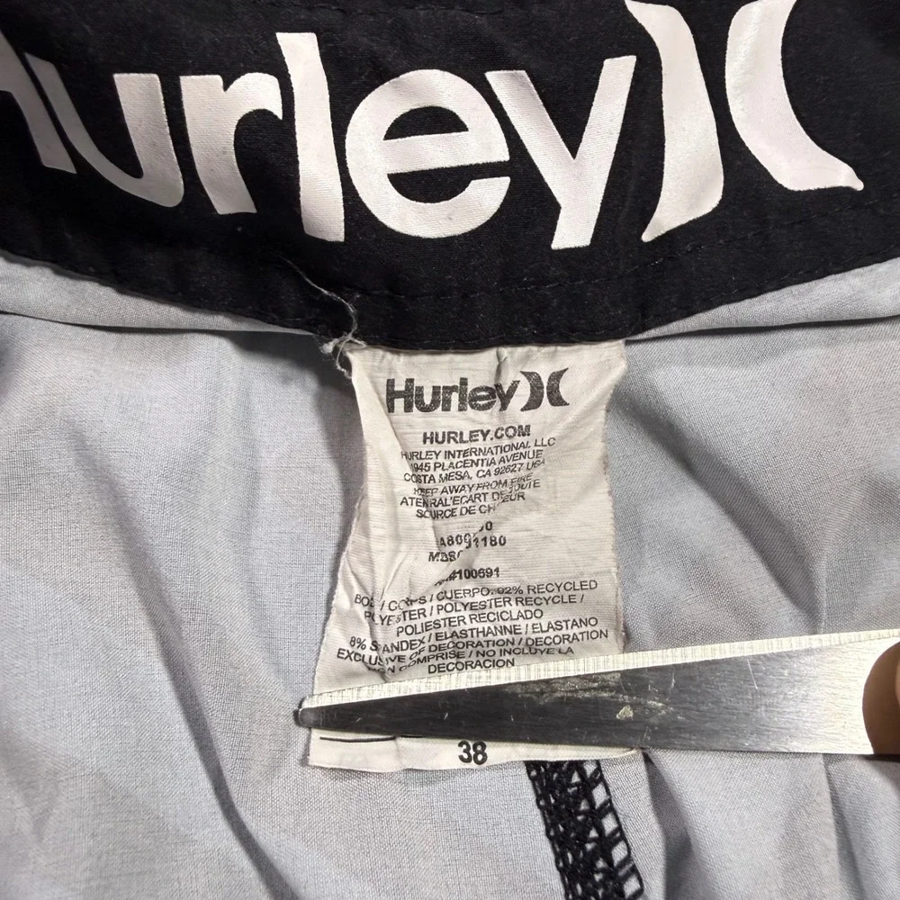 Hurley Phantom Mens Board Shorts Sz 38 Blue Black Geometric Chevron‎ Swim Trunks